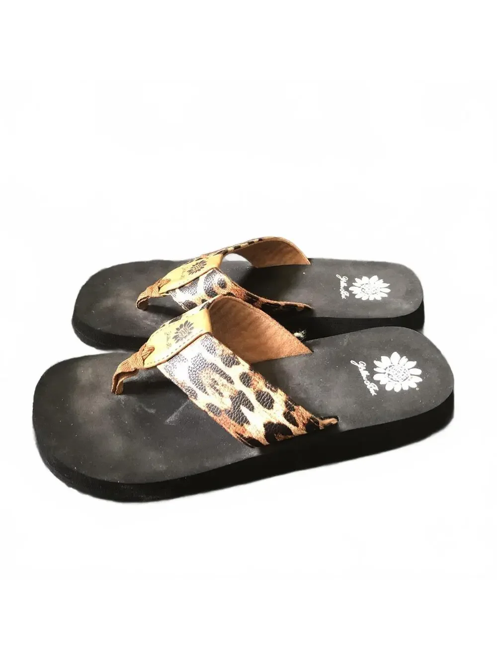 Yellow Box Leopard Print Thong Sandals Flip Flops Size 7 1/2 - Picture 6 of 9